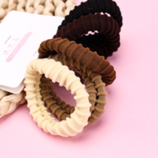 Large product photo - Hanging Card 5-Pack Coffee Towel Ring Hair Tie, 000000147. Option #2