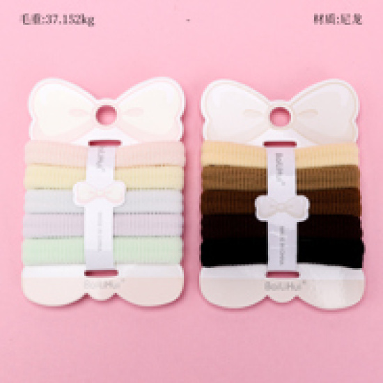 Large product photo - Boxed 5-Pack Colorful Jacquard Towel Ring Hair Tie, 000000149. Option #1