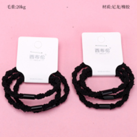 Large product photo - 3-Pack Black Twisted Hair Tie, 000000151. Option #1