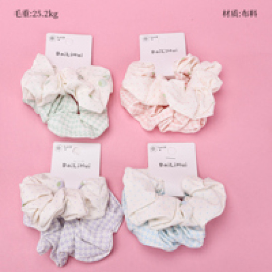 Large product photo - Basket 2-Pack Colorful Print Scrunchie, 000000154. Option #1