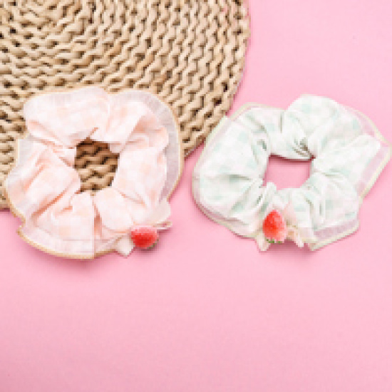 Large product photo - Boxed Mesh Trim Strawberry Scrunchie, 000000155. Option #2