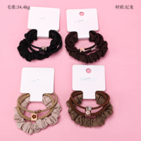 Large product photo - Coffee Full Diamond Bow Accessory Hair Tie Set (3pcs), 000000156. Option #1