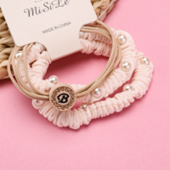 Large product photo - Coffee Round Diamond Beaded Accessory Hair Tie (1+1), 000000158. Option #2