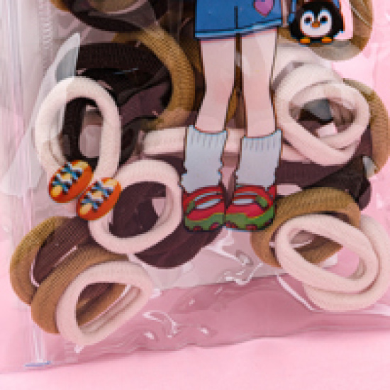 Large product photo - Bagged Girls Plain Bamboo Node Hair Tie (Coffee), 000000161. Option #3