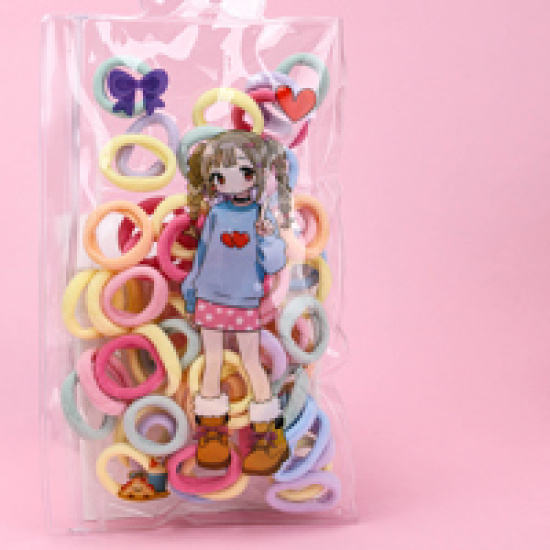 Large product photo - Bagged Girls Plain Bamboo Node Hair Tie (Colorful), 000000162. Option #2