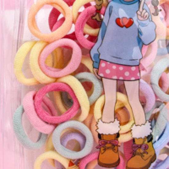 Large product photo - Bagged Girls Plain Bamboo Node Hair Tie (Colorful), 000000162. Option #3