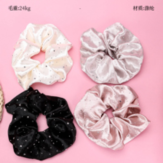 Large product photo - KoreanGypsophilaSatinScrunchie / 韩式满天星缎面大肠圈, 000000168. Option #1