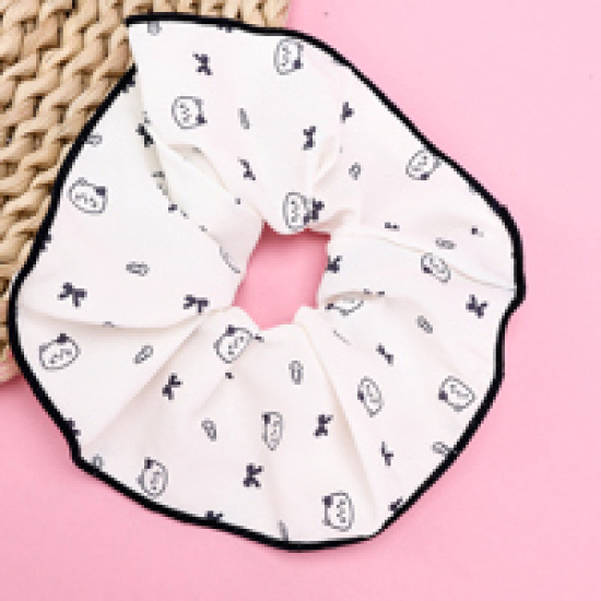 Large product photo - BoxedBlack系PrintedOverlock-edgedScrunchie / 盒装黑色系印花拷边大肠圈, 000000172. Option #2