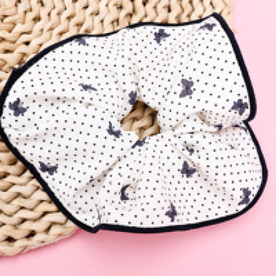 Large product photo - BoxedBlack系PrintedOverlock-edgedScrunchie / 盒装黑色系印花拷边大肠圈, 000000172. Option #3