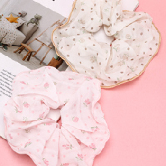 Large product photo - Polka DotFloralOverlock-edgedScrunchie / 波点碎花拷边大肠圈, 000000180. Option #2