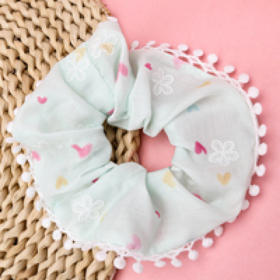 Large product photo - 爱心豆豆边PrintedScrunchie / 爱心豆豆边印花大肠圈, 000000186. Option #3