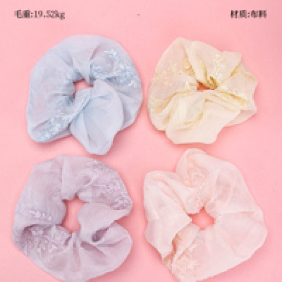 Large product photo - ChiffonEmbroideredScrunchie / 雪纺刺绣大肠圈, 000000188. Option #1