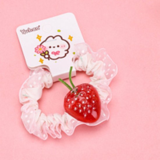 Large product photo - Basket PackStrawberryAccessoryChiffon-edgedMini Scrunchie / 篮子装草莓配件纱边小肠圈, 000000190. Option #2