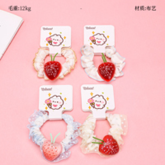 Large product photo - Basket PackStrawberryAccessoryChiffon-edgedMini Scrunchie / 篮子装草莓配件纱边小肠圈, 000000190. Option #1