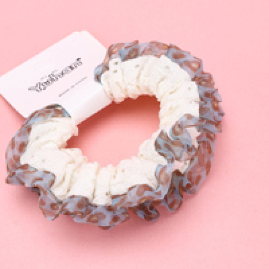 Large product photo - Basket PackHollow-outLeopard PrintLaceMini Scrunchie (2pcs) / 篮子装镂空豹纹花边小肠圈（2根）, 000000192. Option #3