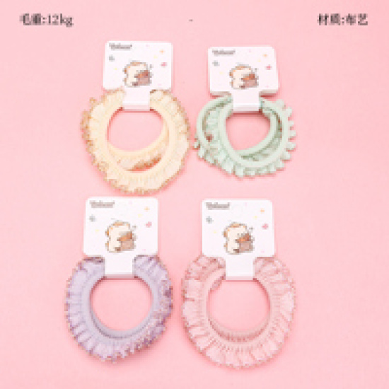 Large product photo - Boxed2pcsSimpleLaceMini Scrunchie / 盒装两根简约花边小肠圈, 000000196. Option #1
