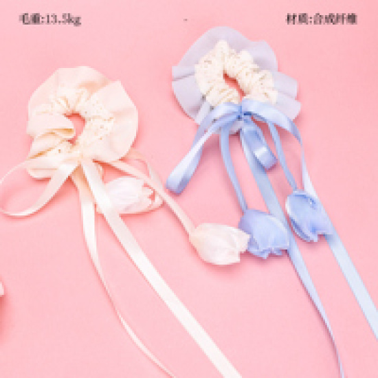 Large product photo - TulipRibbonScrunchie / 郁金香飘带大肠圈, 000000198. Option #1