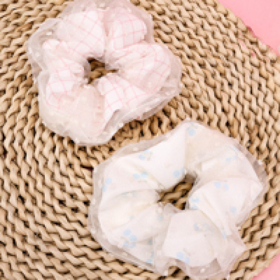 Large product photo - NewDouble LayerPlaidFloralScrunchie / 新款双层格子小花大肠圈, 000000201. Option #2