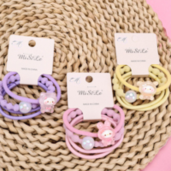 Large product photo - TransparentCartoonPearlAccessoryColorfulHair Tie (3pcs) / 透色卡通珍珠配件彩色皮筋（3根）, 000000204. Option #2