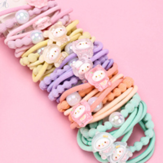 Large product photo - TransparentCartoonPearlAccessoryColorfulHair Tie (3pcs) / 透色卡通珍珠配件彩色皮筋（3根）, 000000204. Option #3