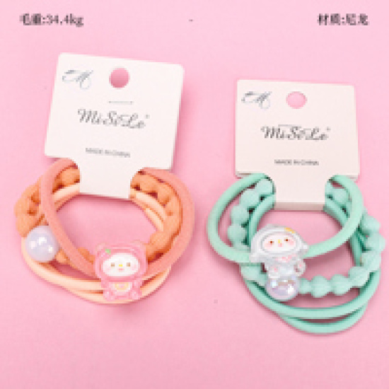 Large product photo - TransparentCartoonPearlAccessoryColorfulHair Tie (3pcs) / 透色卡通珍珠配件彩色皮筋（3根）, 000000204. Option #1