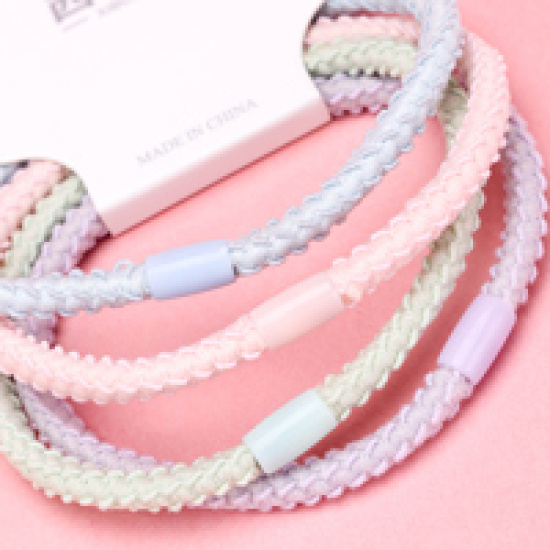 Large product photo - 4pcsColorfulStripedBasicHair Tie / 四根彩色条纹基础皮筋, 000000211. Option #2