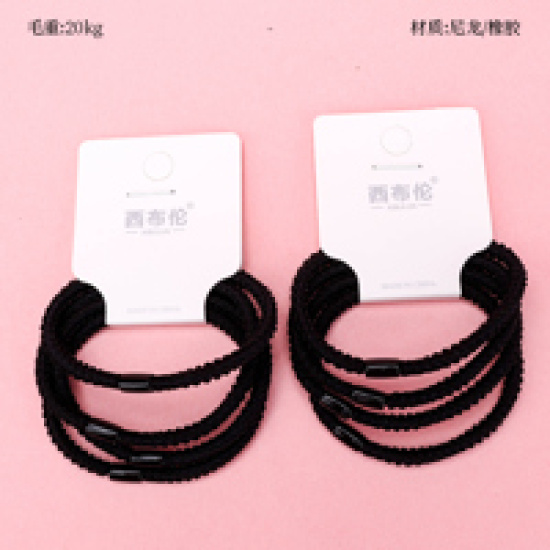 Large product photo - 4pcsBlackBasicHair Tie / 四根黑色基础皮筋, 000000213. Option #1