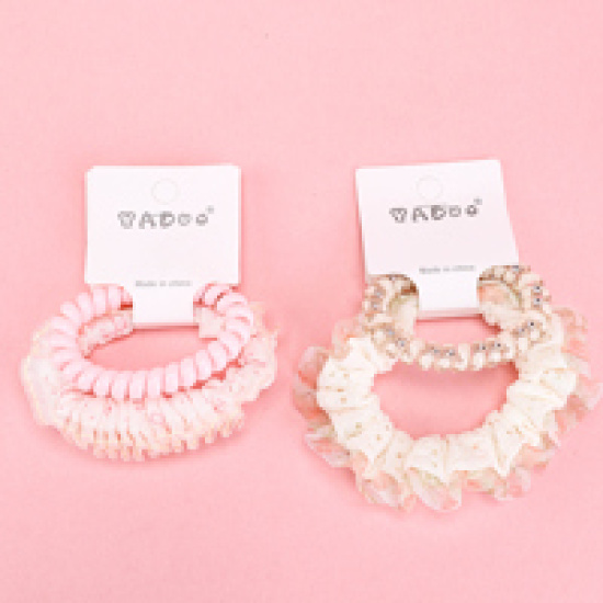 Large product photo - PrintedTelephone Wire Hair TieMini ScrunchieSet (1+1 Set) / 印花电话线小肠圈组合（1+1）, 000000220. Option #3